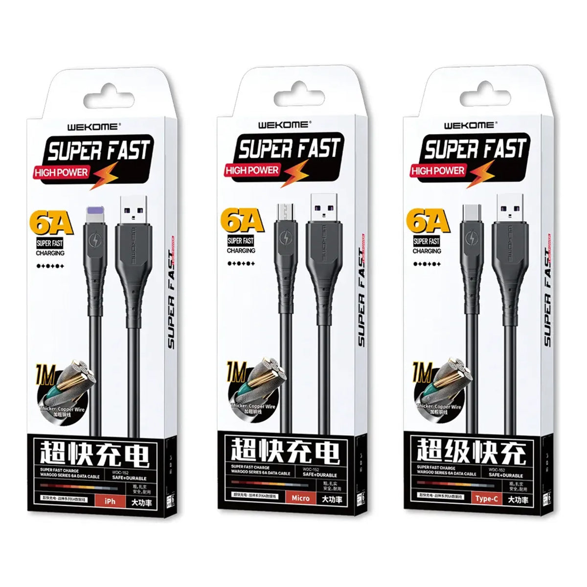 Cable de Carga Rápida Wargod 1m (6A)