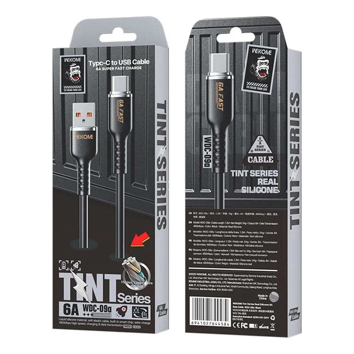 Cable de Datos 6A de Silicona Real Wekome Tintt WDC-09A