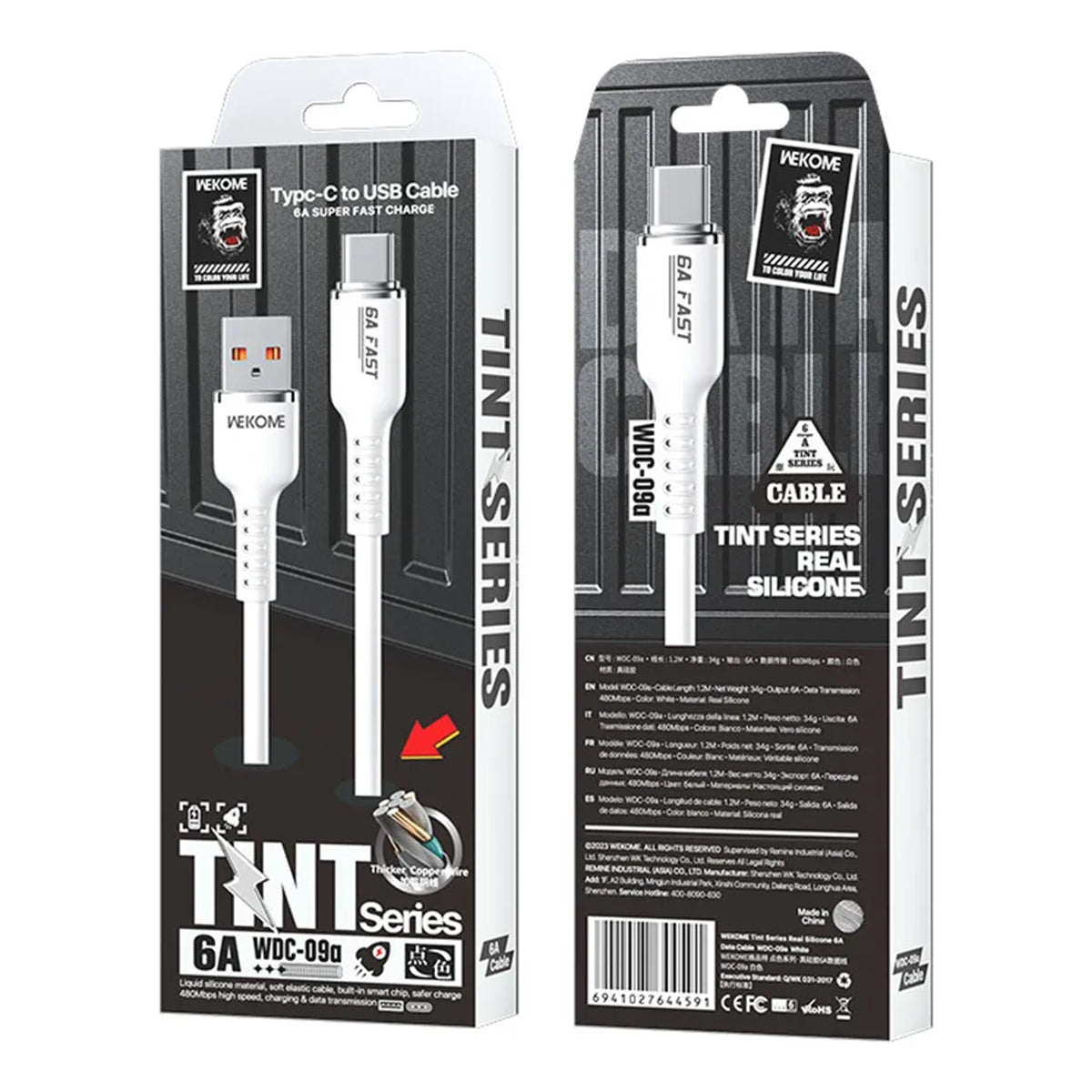 Cable de Datos 6A de Silicona Real Wekome Tintt WDC-09A