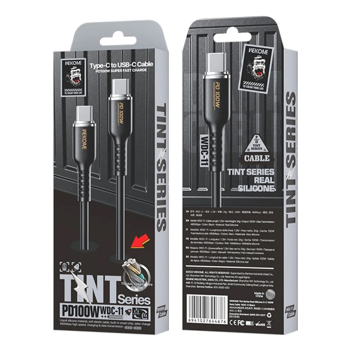 Cable de Datos de Silicona USB-C a USB-C 100W