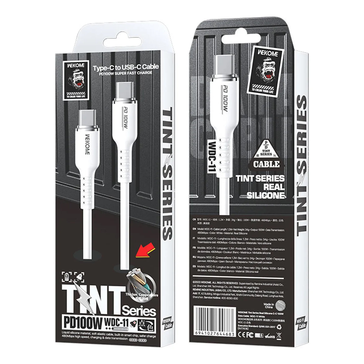 Cable de Datos de Silicona USB-C a USB-C 100W