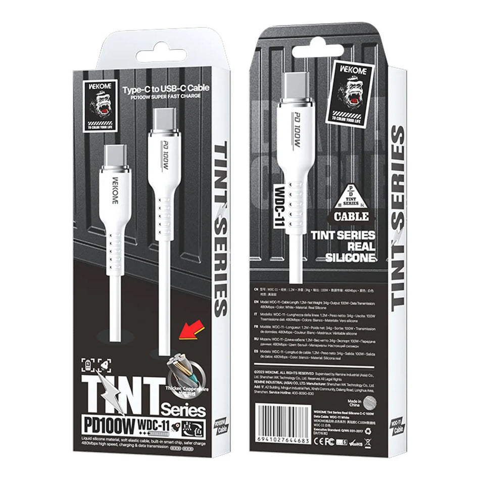 Cable de Datos de Silicona USB-C a USB-C 100W