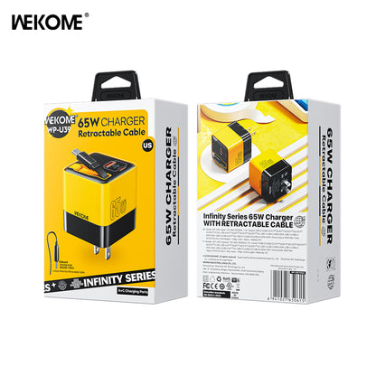 Cubo Cargador WP-U39 US Infinity 65W – ¡Potencia Total y Estilo Vibrante!