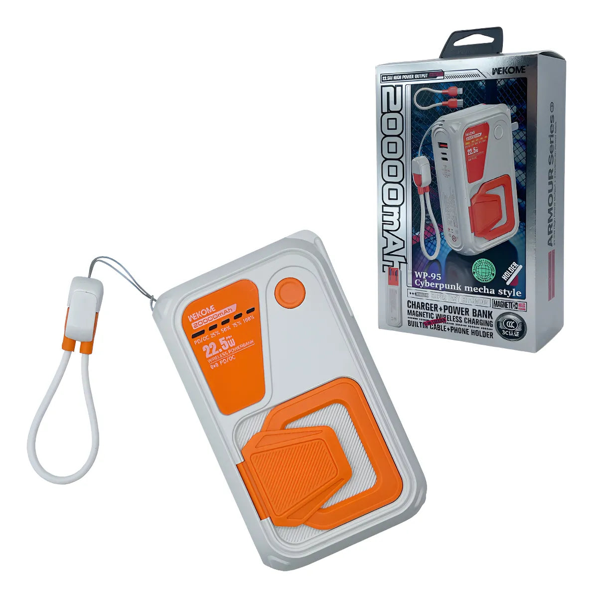 Power Bank WP-95 Armour – 20,000 mAh de Energía Imparable y Carga Magnética