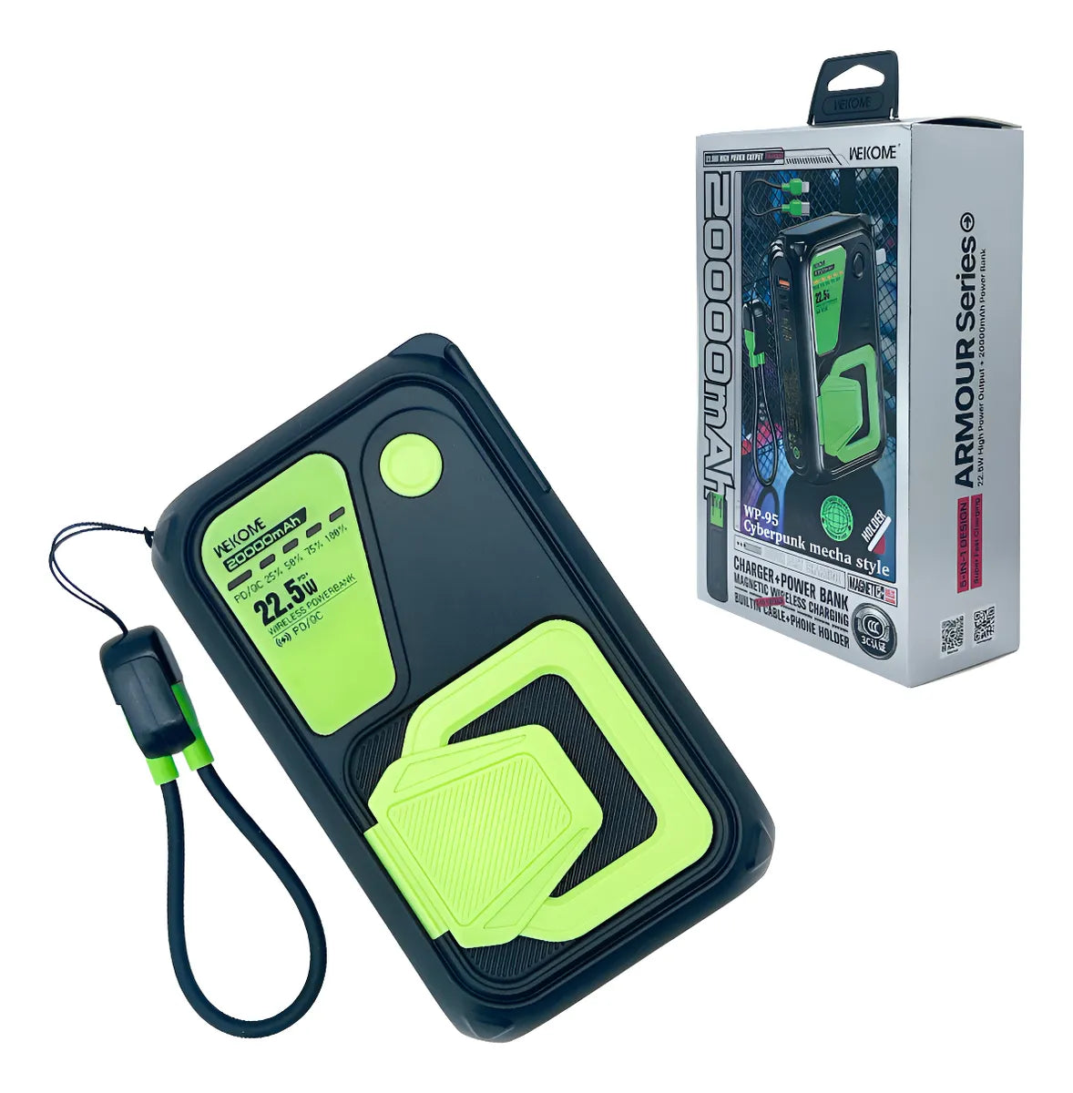 Power Bank WP-95 Armour – 20,000 mAh de Energía Imparable y Carga Magnética