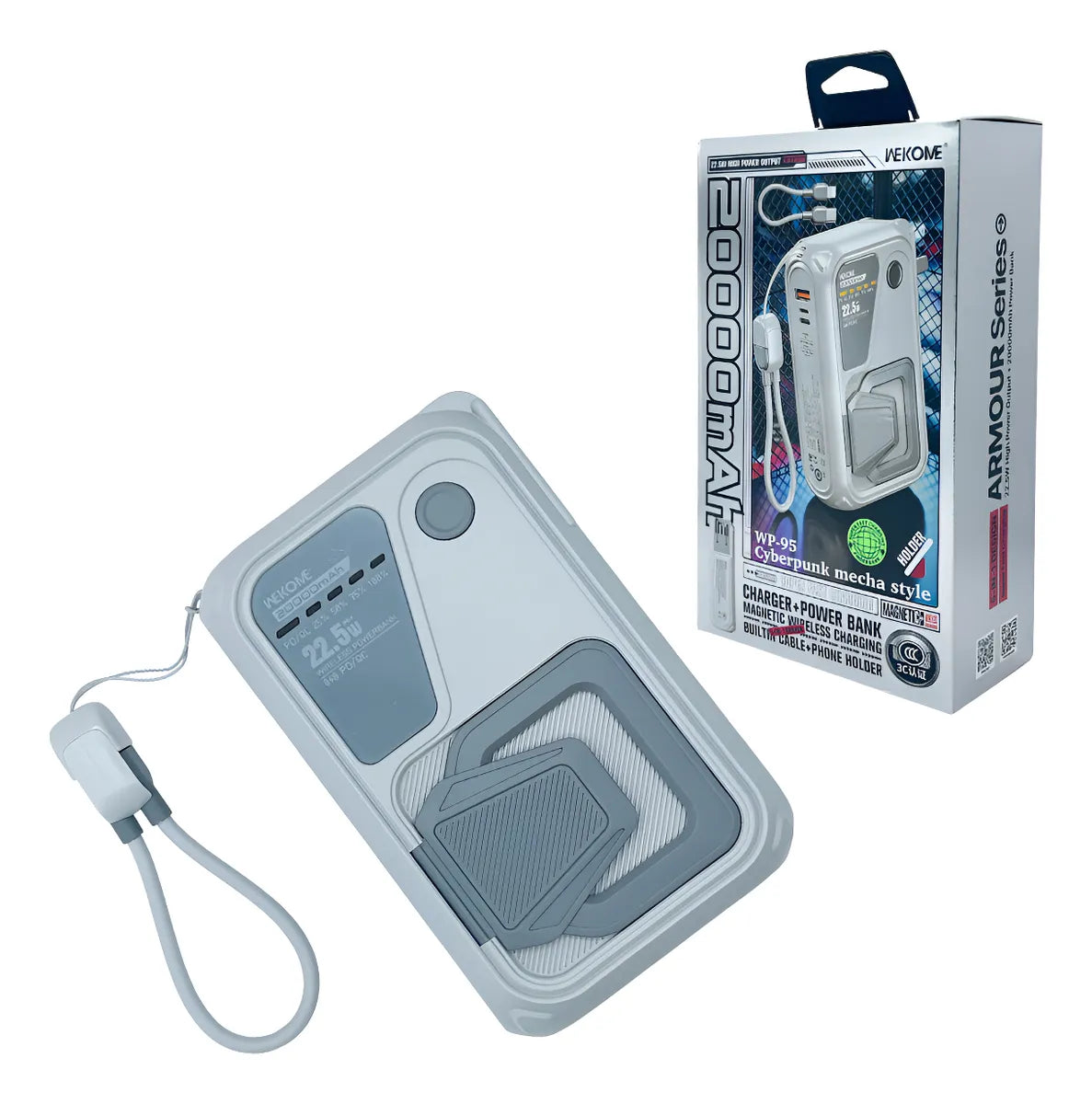 Power Bank WP-95 Armour – 20,000 mAh de Energía Imparable y Carga Magnética