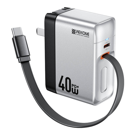 Cargador con Cable Retráctil WP-U38 Infinity 40W – ¡Orden y Potencia Total!