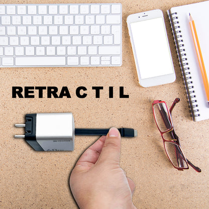 Cargador con Cable Retráctil WP-U38 Infinity 40W – ¡Orden y Potencia Total!