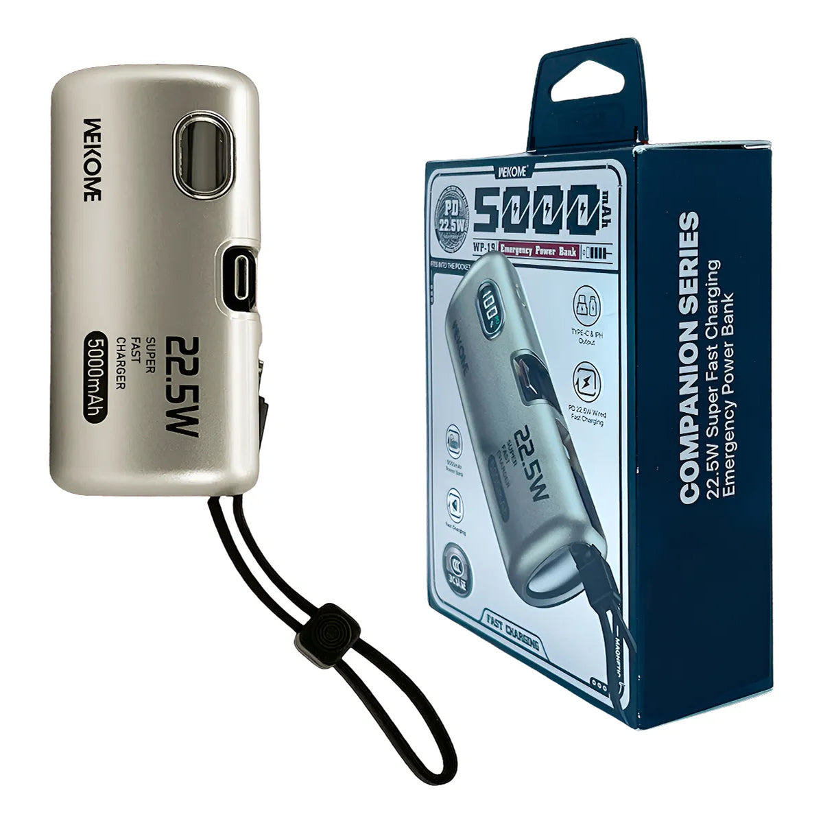 Power Bank WP-19 Companion – 5,000 mAh de Respaldo a 22.5W