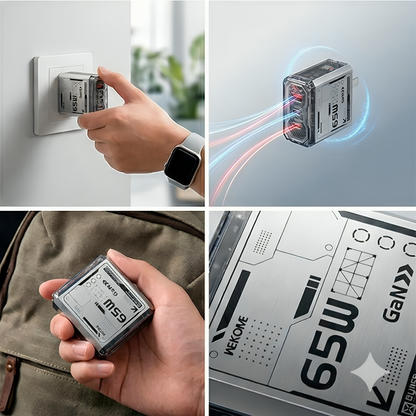 Cargador WEKOME WP-U06 Cube Geometry 65W GaN – ¡Potencia Total en Formato Mini!