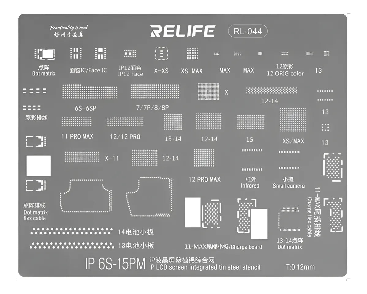 Stencil Screen Repair Comp. IP6S-15/13/11/12 Relife RL-044IP