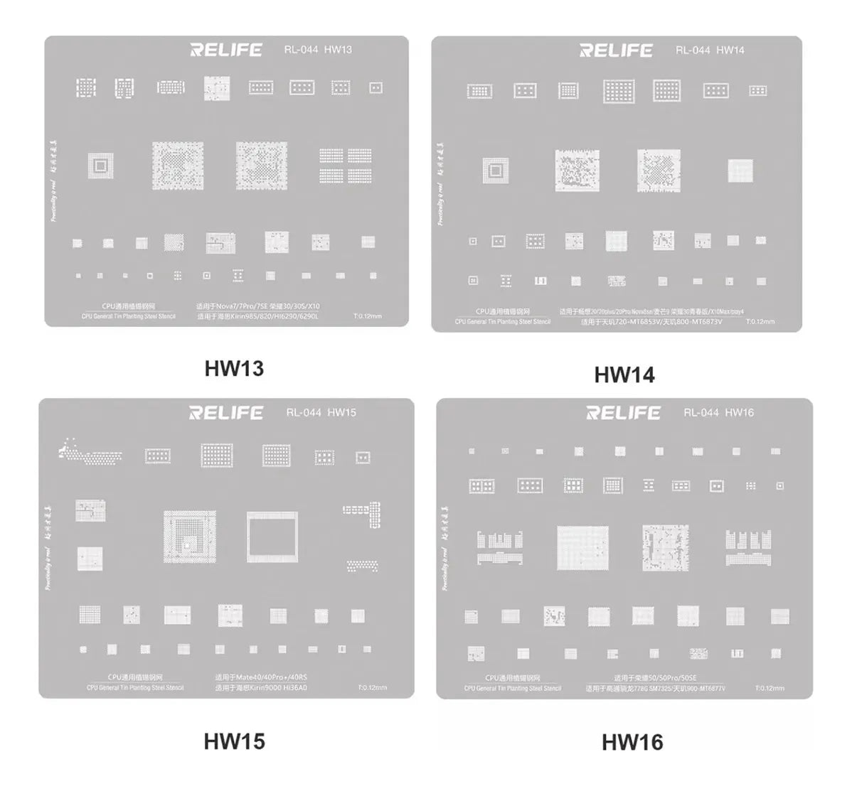 Stencil 16 Piezas Relife RL-044 HW series CPU