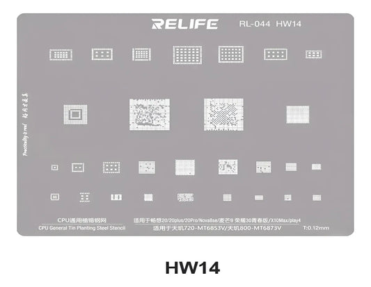 STENCIL 0.12MM RELIFE RL-044 HW14 Dimensity 720-MT6853V/ DIMENSIDAD 800-MT6873V CPU universal