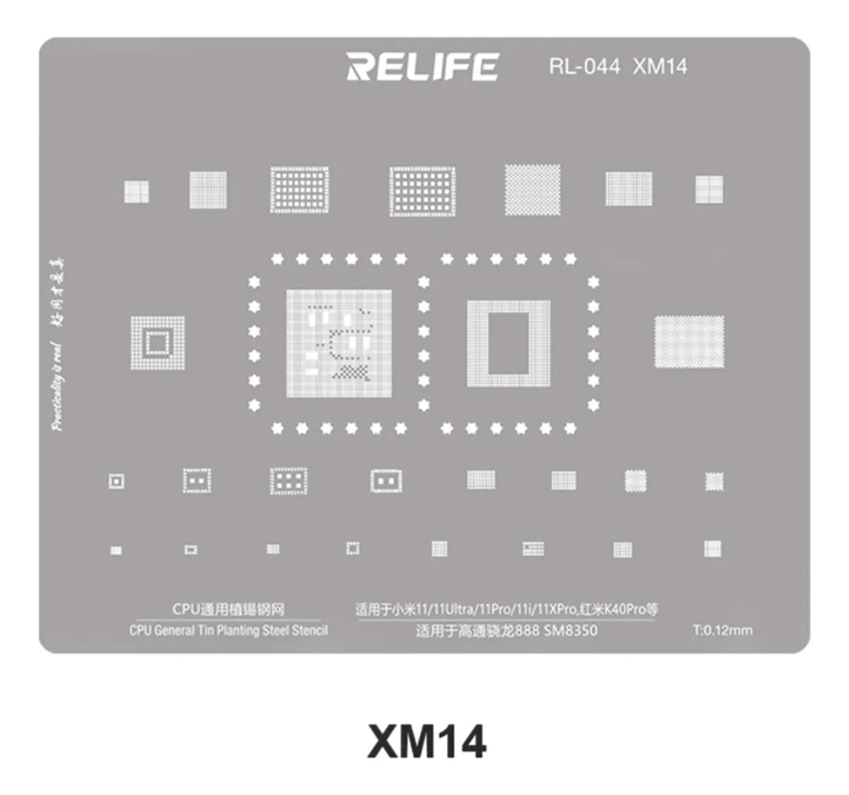 Stencil 0.12mm compatible con Qualcomm888 SM8350 Relife RL-044 XM14