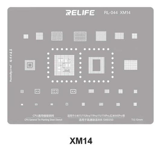 Stencil 0.12mm compatible con Qualcomm888 SM8350 Relife RL-044 XM14