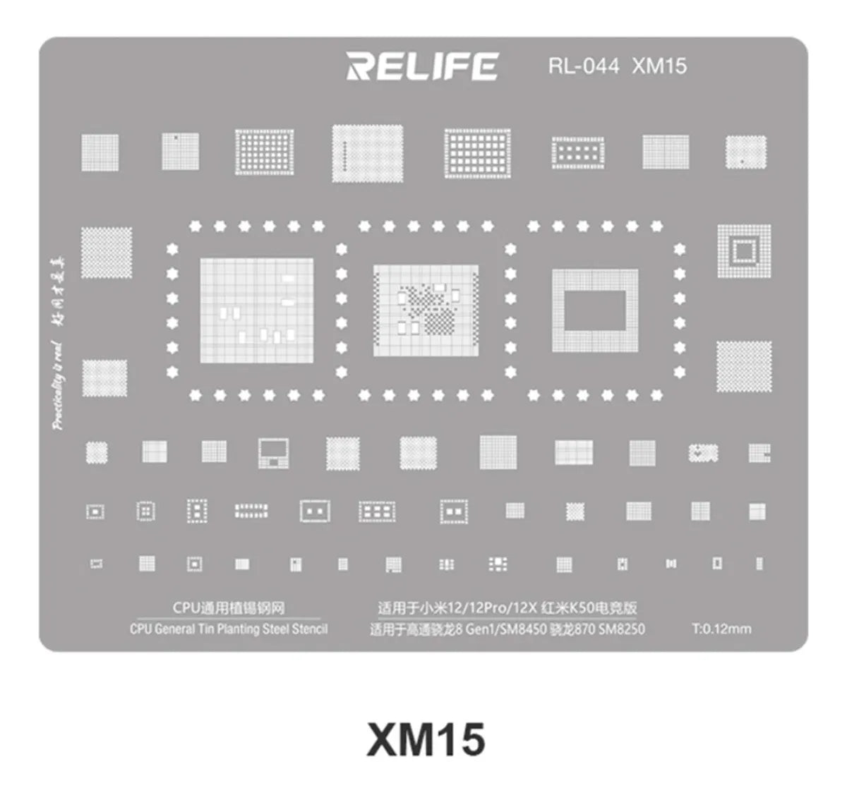 Stencil 0.12mm Compatible con Sm8450/sm8250 CPU Relife XM15