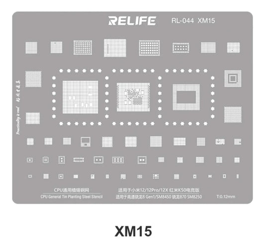 Stencil 0.12mm Compatible con Sm8450/sm8250 CPU Relife XM15