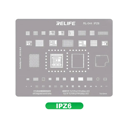 Stencil de reballing RELIFE IPZ6 de 0.12 mm para CPU A13 de iPhone 11
