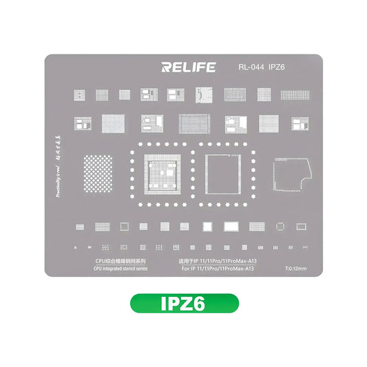 Stencil de reballing RELIFE IPZ6 de 0.12 mm para CPU A13 de iPhone 11