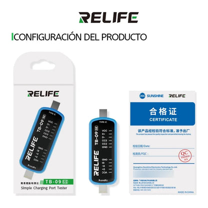 Probador de Puerto de Carga RELIFE TB-09 SE – ¡Diagnóstico Pro sin Abrir el Equipo!