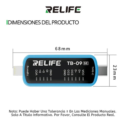 Probador de Puerto de Carga RELIFE TB-09 SE – ¡Diagnóstico Pro sin Abrir el Equipo!