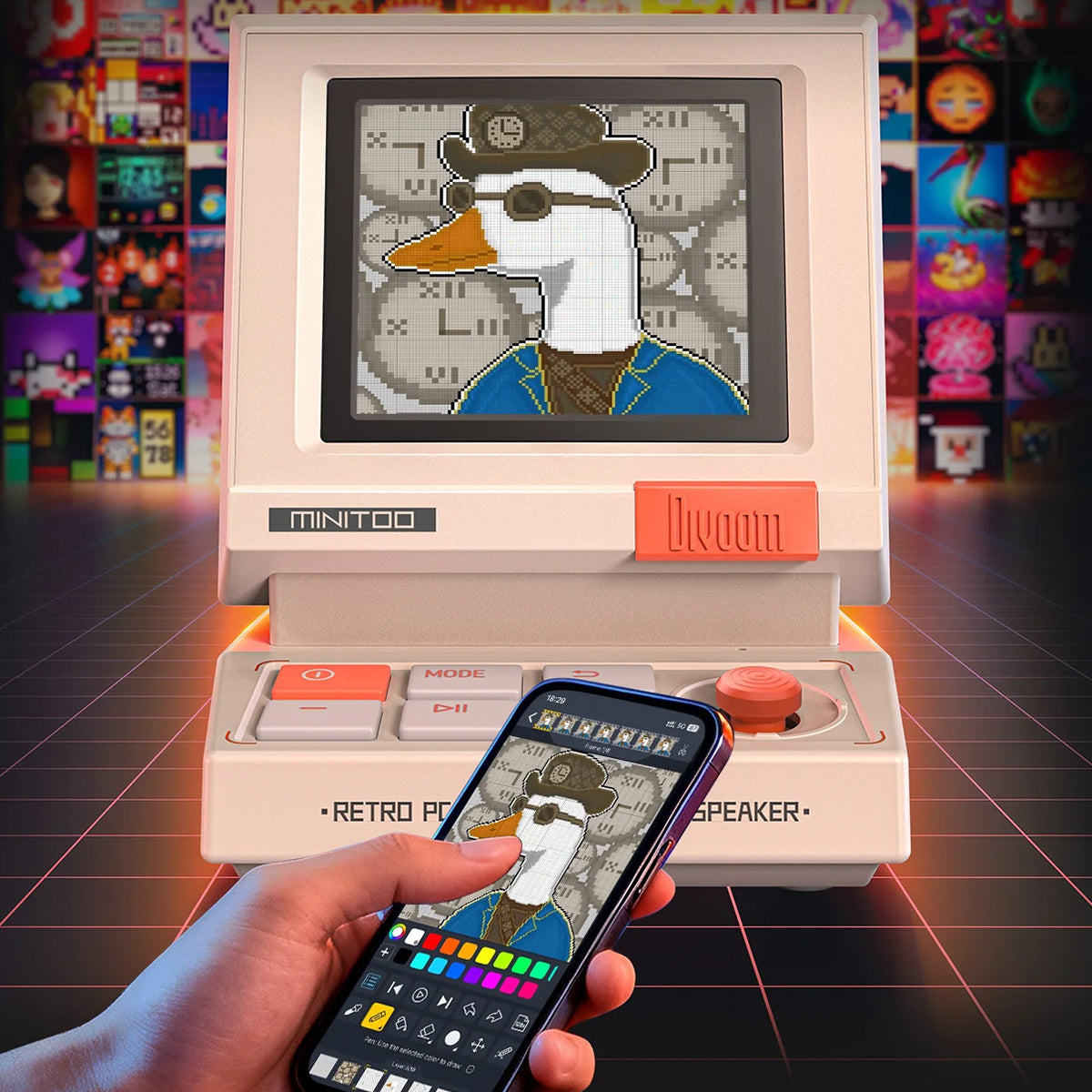 Divoom MiniToo – Altavoz Bluetooth Retro & Arte Digital Portátil