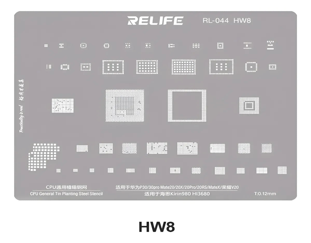 STENCIL 12.MM Relife RL-044 HW8 Kirin970/HI3680 CPU BGA