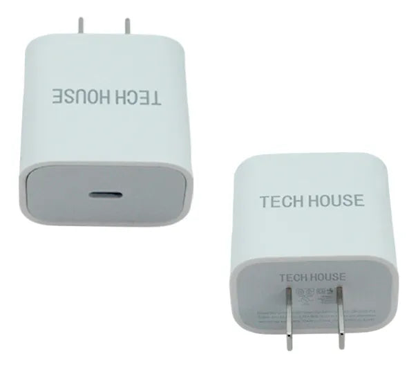 Cargador Tech House compatible con Lightning- Tipo C - 25W - Blanco