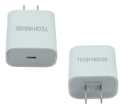 Cargador Tech House compatible con Lightning- Tipo C - 25W - Blanco