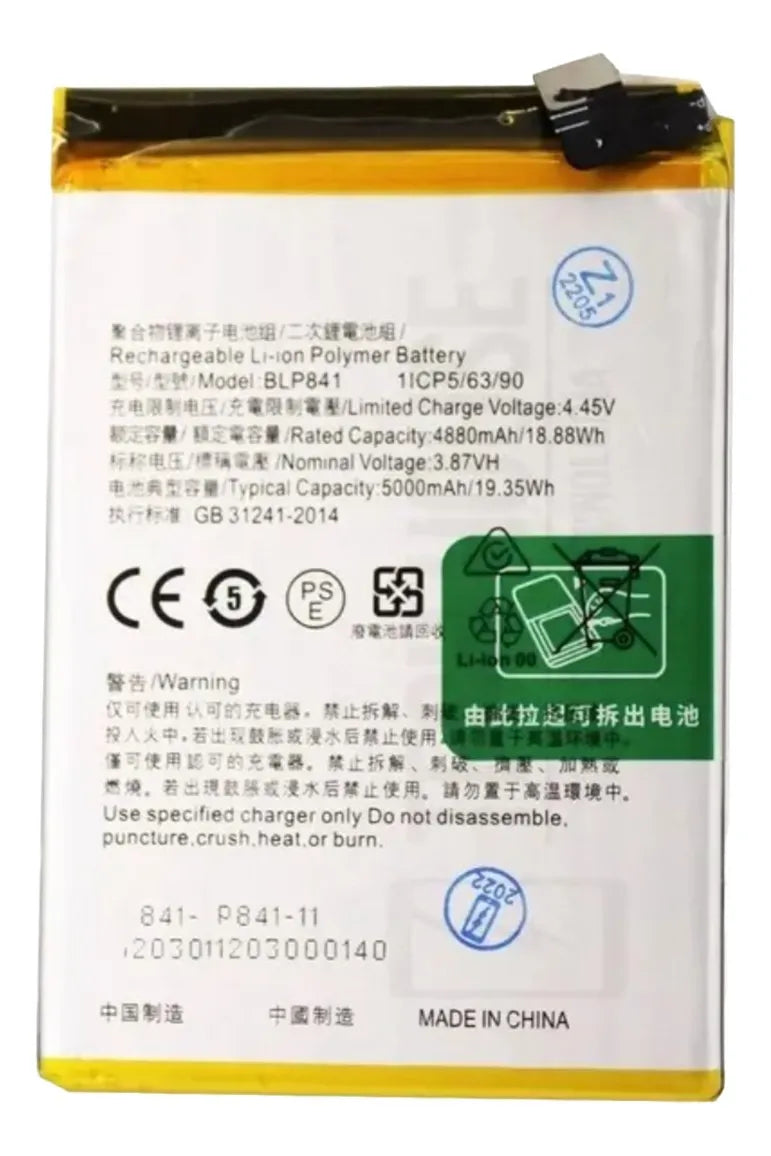 Bateria compatible con Realme 8 RMX3085 BLP841