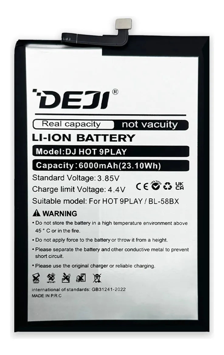 Bateria compatible con Infinix Hot 9 Play BL-58BX 6000mah
