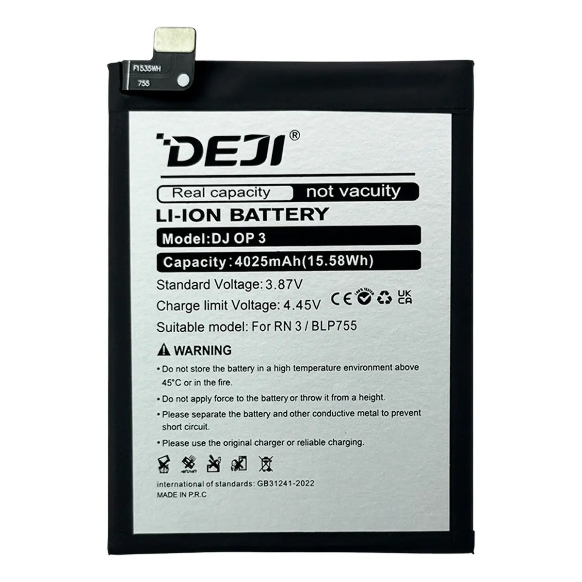 Batería Deji BLP755 compatible con Oppo Find X2 Neo