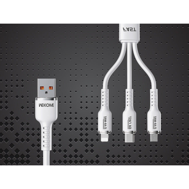 Cable De Datos De Carga Super Rapida 3 En 1 De Silicona 66w