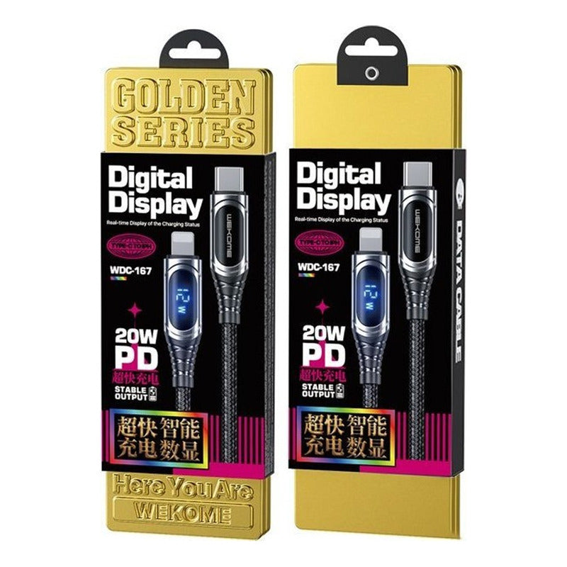 Cable de Carga Rápida con Pantalla Digital Wekome Sakin PD 20W