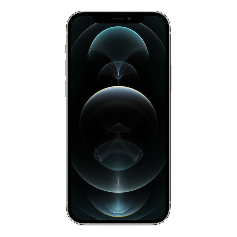 Frente al iPhone 12 Pro (128 GB) - Plata mostrando su pantalla OLED en alta resolución.

