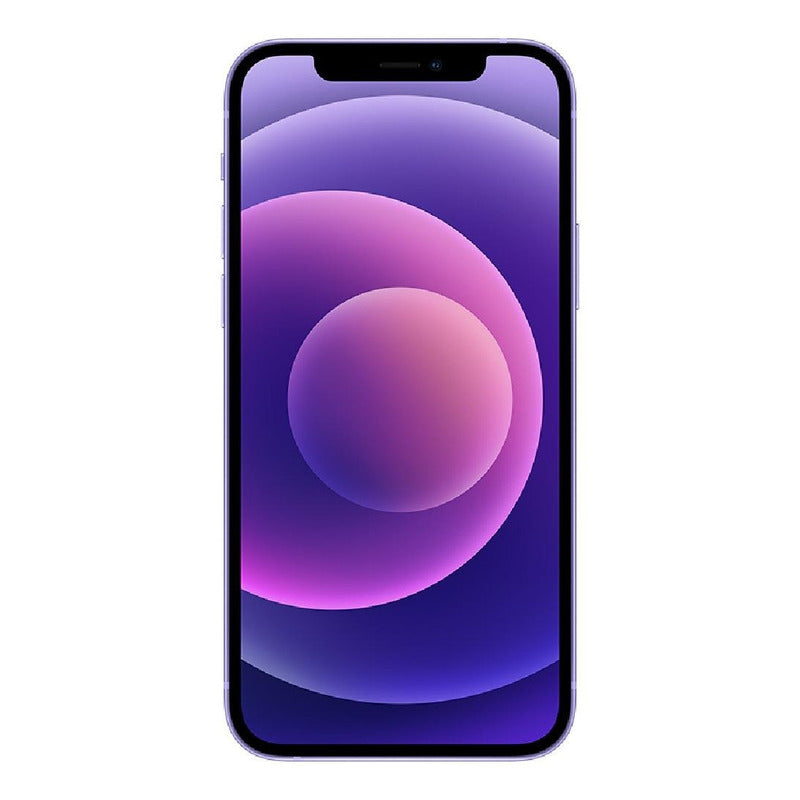 Apple iPhone 12 Mini (128 Gb) - Morado equipado con funda protectora y cable USB-C a Lightning, ideal para carga rápida y protección diaria.