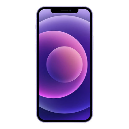 Apple iPhone 12 Mini (128 Gb) - Morado equipado con funda protectora y cable USB-C a Lightning, ideal para carga rápida y protección diaria.