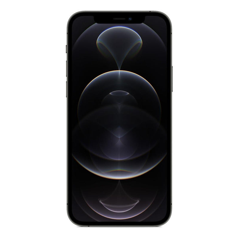 Vista frontal del Apple iPhone 12 Pro (256 Gb) - Grafito  mostrando su pantalla Super Retina XDR. 