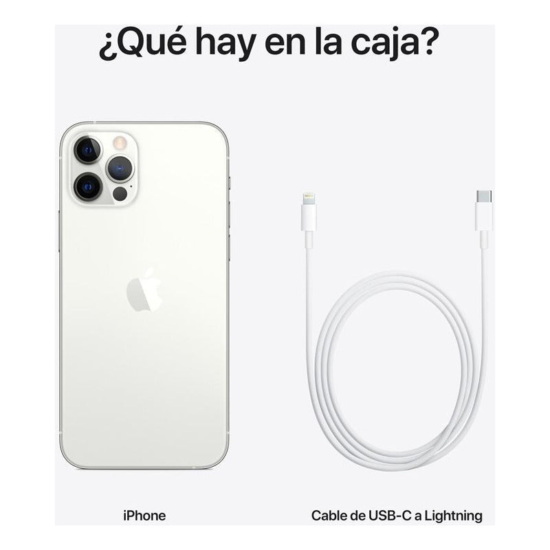 Apple iPhone 12 Pro (256 Gb) - Plata equipado con cable USB-C a Lightning en color blanco. 