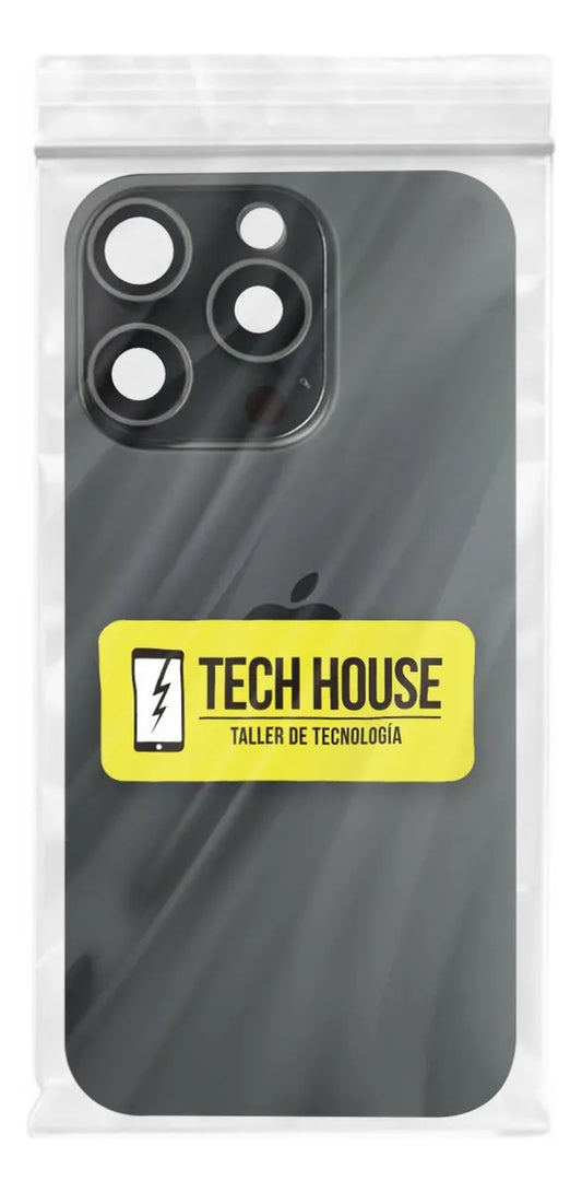 Tapa Trasera compatible con iPhone 16 Pro y Cristales Titanio Negro