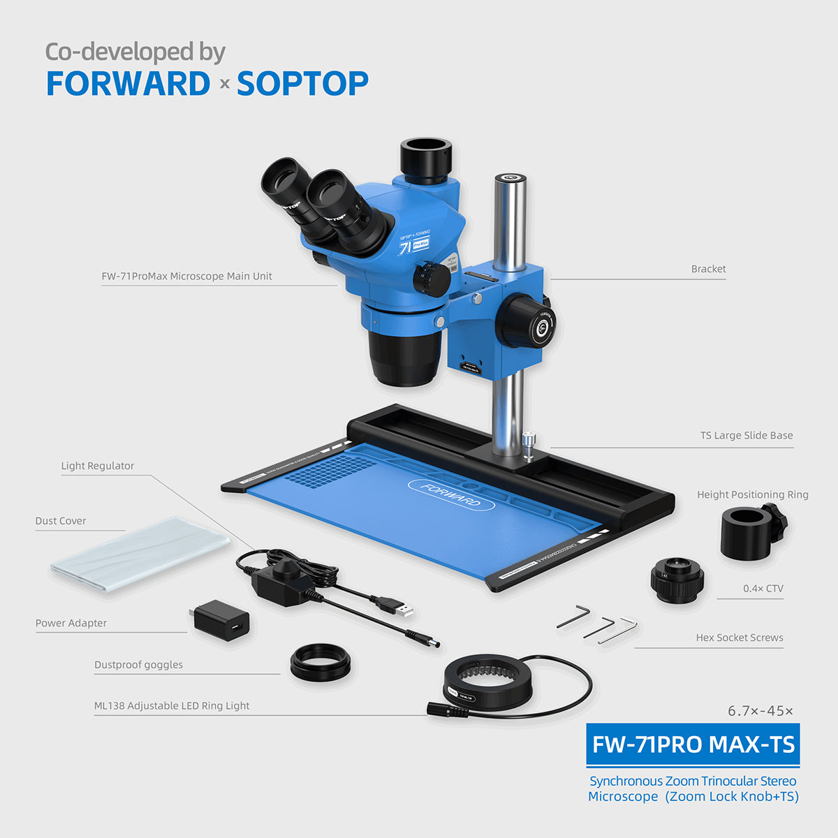 Microscopio Trinocular Forward FW-71Pro Max-TS