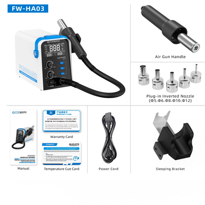 Estación de soldadora de viento helicoidal con control preciso de temperatura FW-HA03