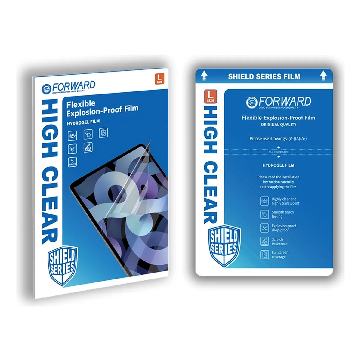 Paquete de 5 Piezas Micas de Hidrogel Forward 16" – (Transparente/Mate HD) Absorción de Impactos