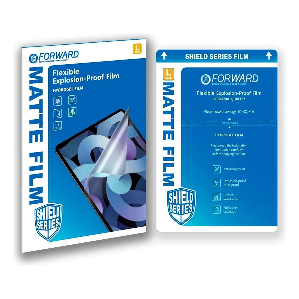 Paquete de 5 Piezas Micas de Hidrogel Forward 16" – (Transparente/Mate HD) Absorción de Impactos