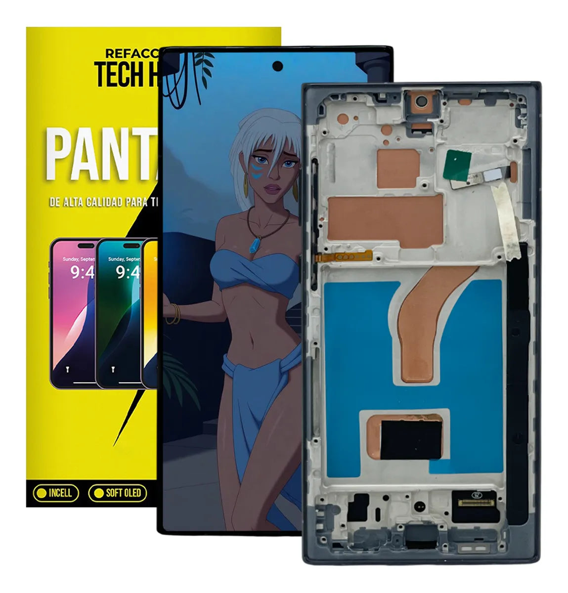 Pantalla con Marco compatible con Samsung Galaxy S22 Ultra 5G