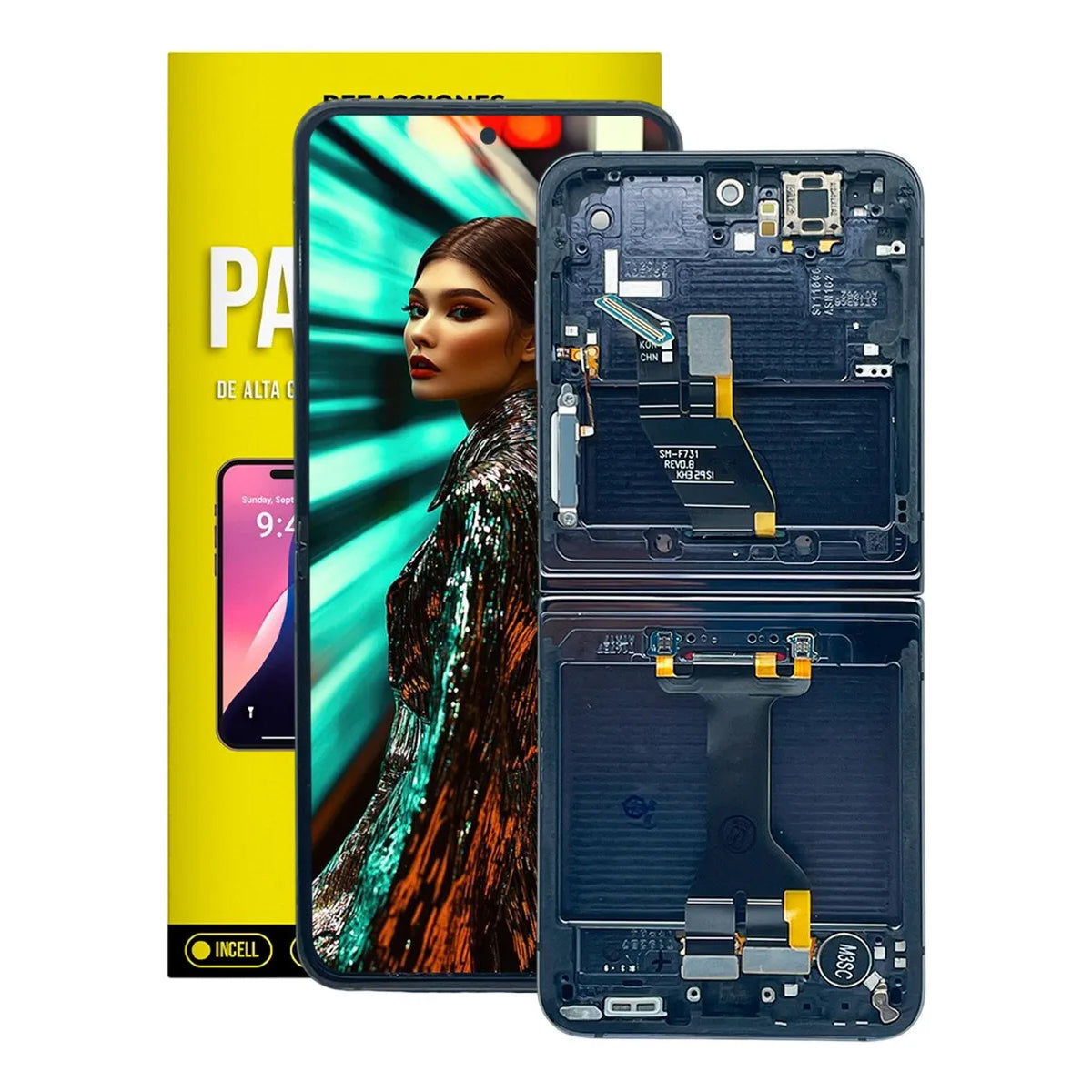 Pantalla Interna Plegable compatible con Samsung Galaxy Z Flip 5 – AMOLED con Marco (US Version)