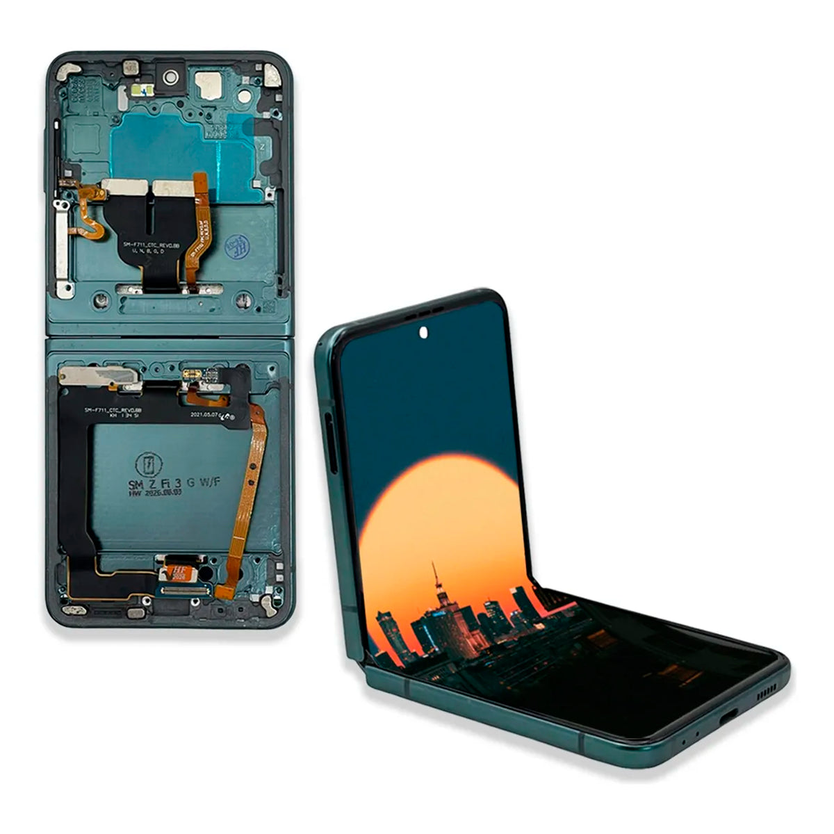 Pantalla con Marco Compatible con Samsung Galaxy Z Flip3 SM-F711 Verde OEM