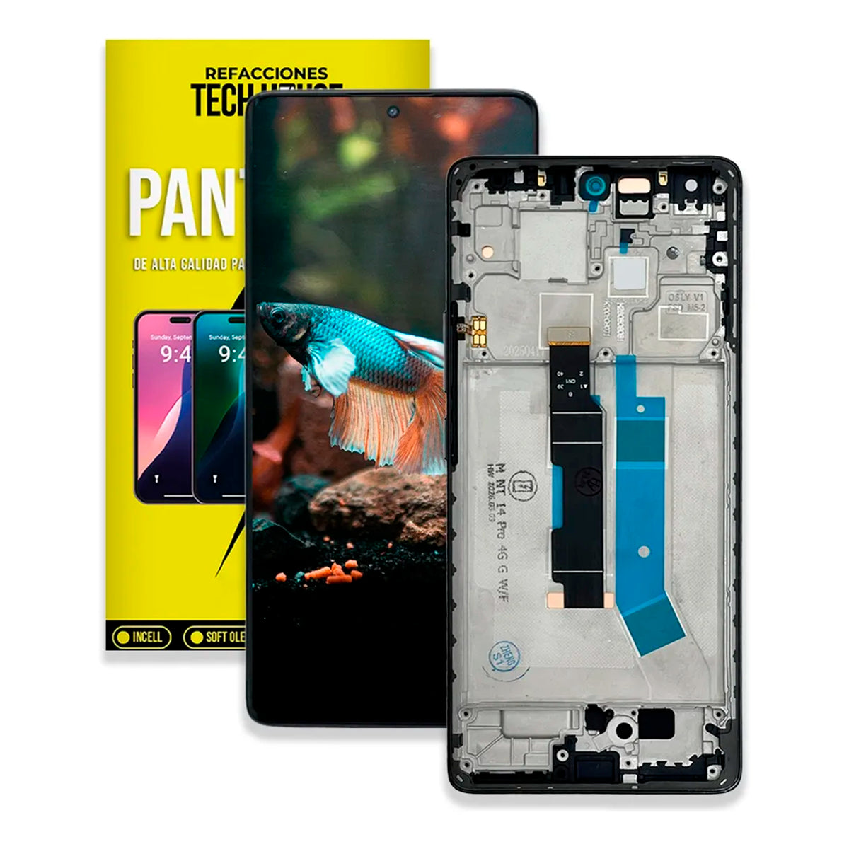 Pantalla con Marco Compatible con Xiaomi Redmi Note 14 Pro 4G 24116RACCG Negro OEM