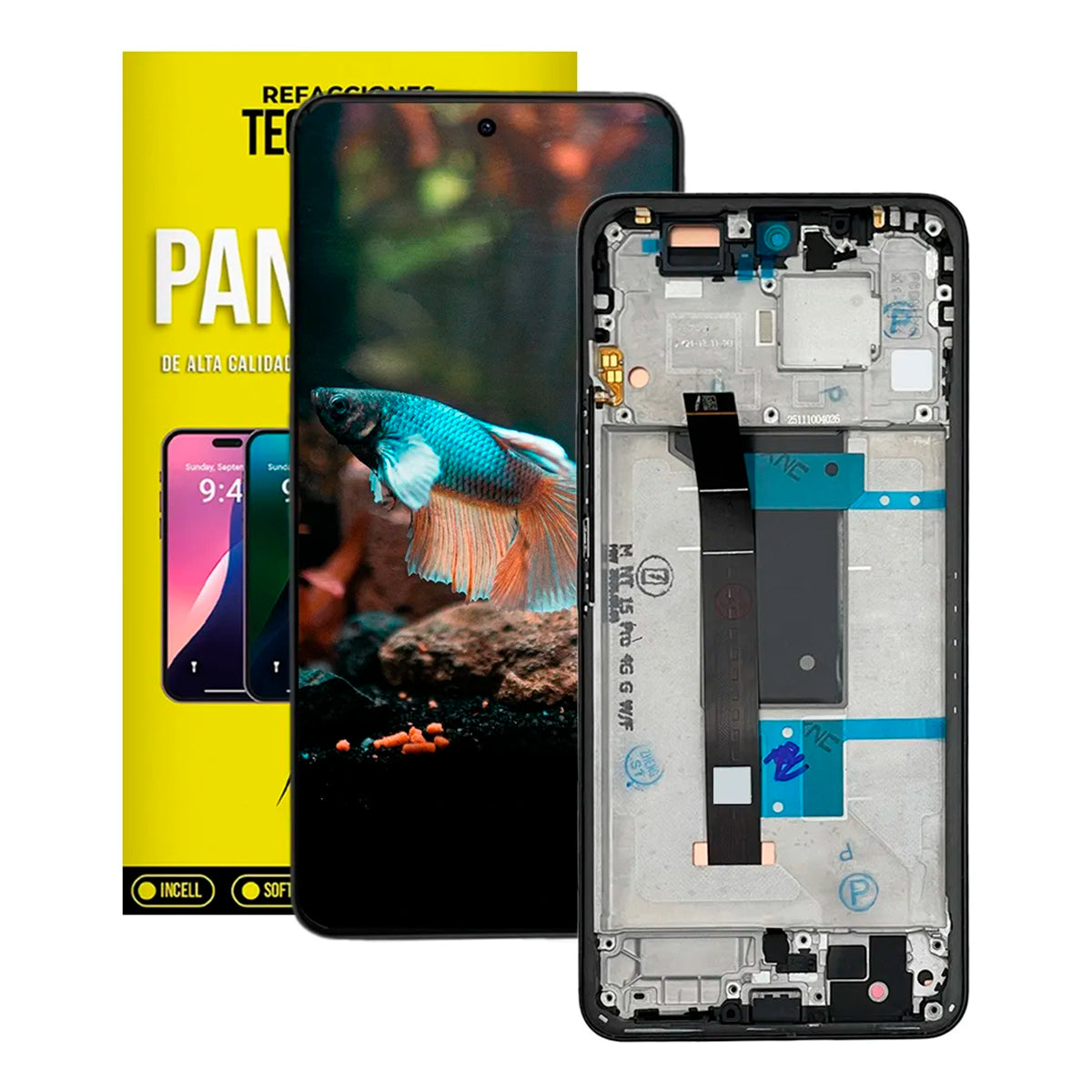 Pantalla con Marco Compatible con Xiaomi Redmi Note 15 Pro 4G Negro OEM