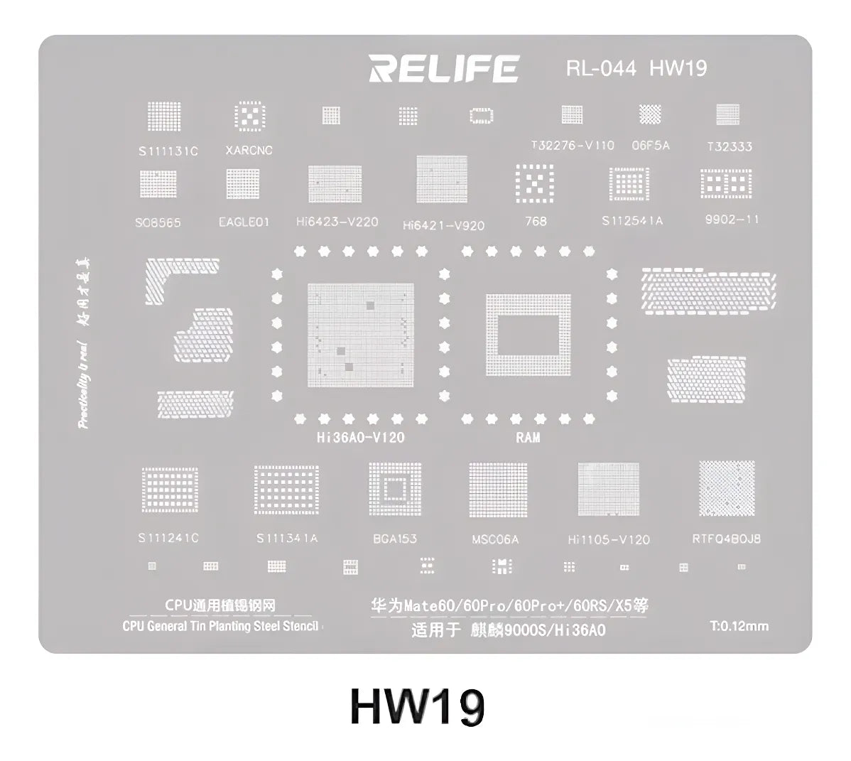 Stencil Relife RL-044 HW19 HW Mate60/60Pro/60Pro+/60RS CPU BGA